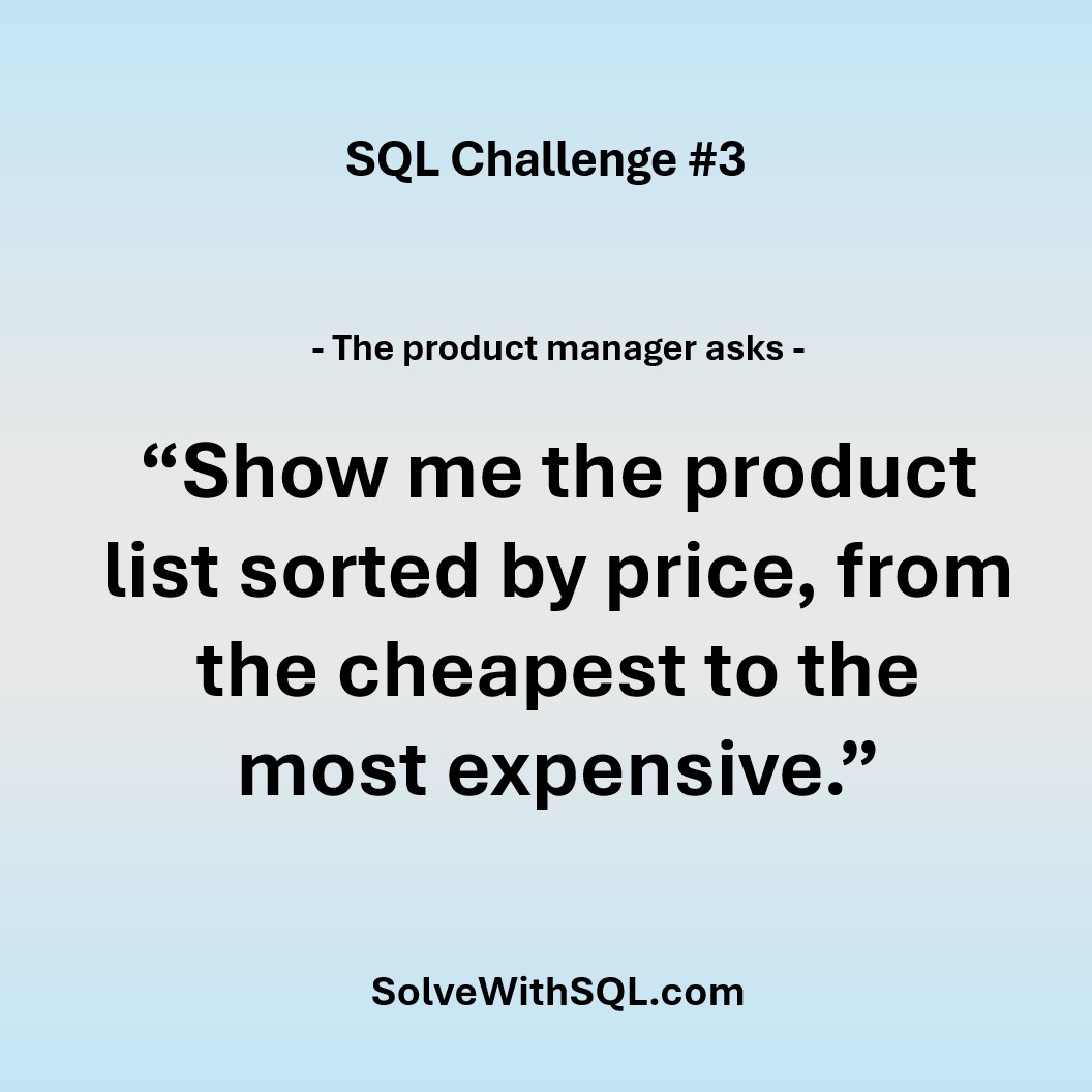 SQL Beginner Challenge 3: Sort Results with ORDER BY – SolveWithSQL